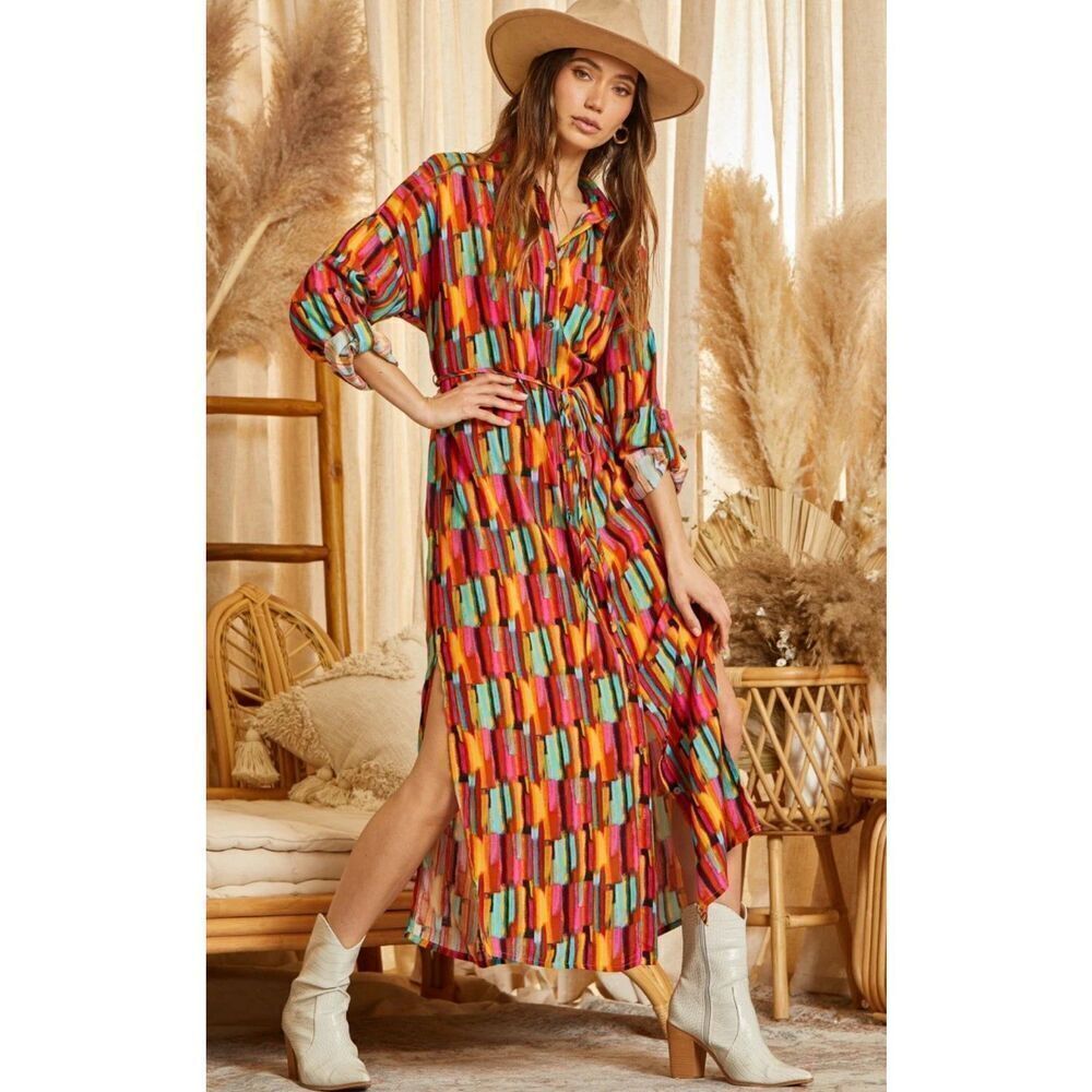 Savanna Jane Womens 3X Maxi Dress Ranch Boutique Embroidery Boho  NWT